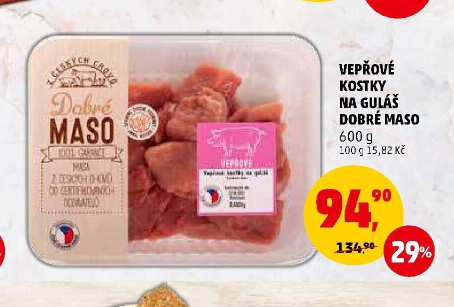 VEPŘOVÉ KOSTKY NA GULÁŠ DOBRÉ MASO