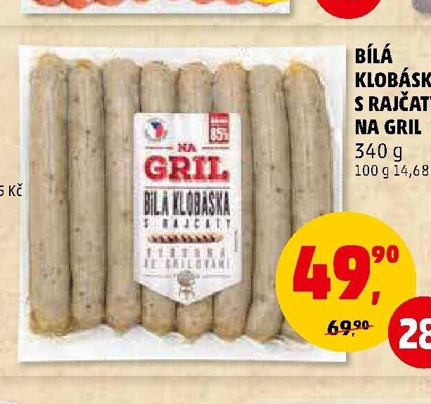 BÍLÁ KLOBÁSKA S RAJČATY NA GRIL