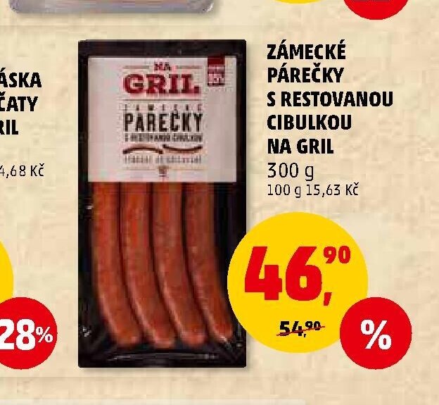 ZÁMECKÉ PÁREČKY S RESTOVANOU CIBULKOU NA GRIL