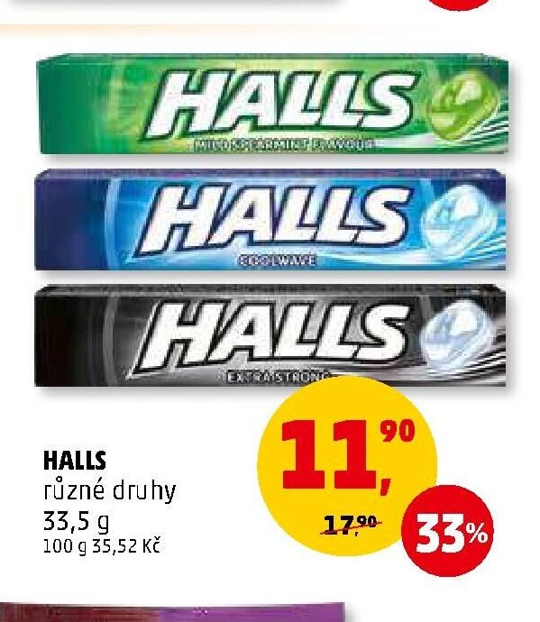 HALLS různé druhy 33,5 g