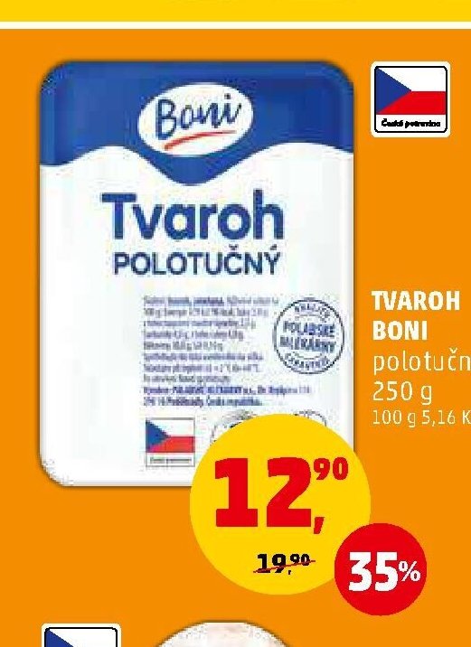Tvaroh Boni polotučný 250 g