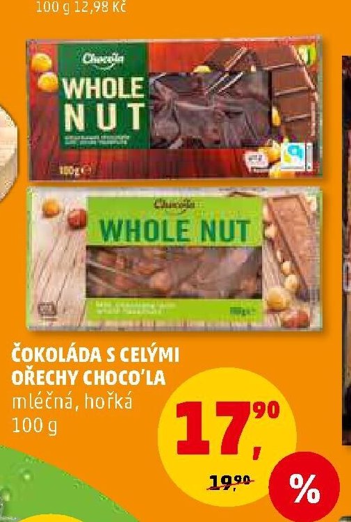 Čokoláda s celými ořechy Choco'la 100 g