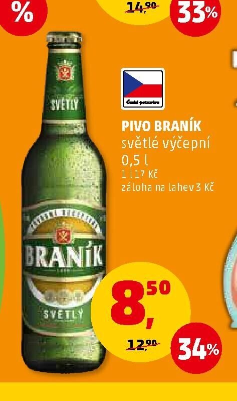 Pivo Braník světlé výčepní 0,5 l