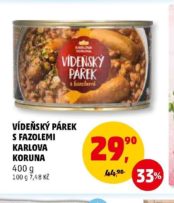 Vídeňský párek s fazolemi Karlova Koruna