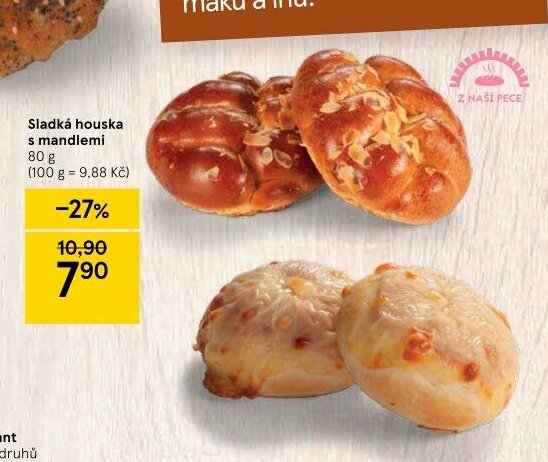 Sladká houska s mandlemi