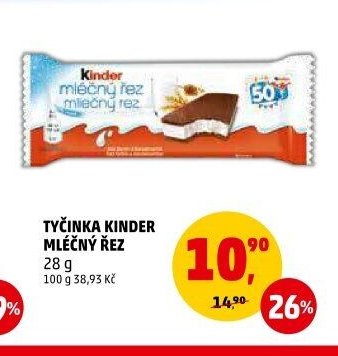 Tyčinka Kinder Mléčný řez 28 g