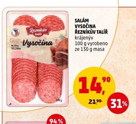SALÁM VYSOČINA ŘEZNÍKŮV TALÍŘ