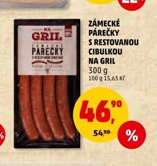 ZÁMECKÉ PÁREČKY S RESTOVANOU CIBULKOU NA GRIL