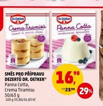 Směs pro přípravu dezertů Dr. Oetker Panna Cotta, Crema Tiramisu 50/63 g