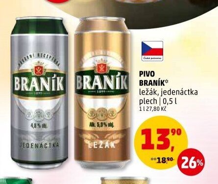 PIVO BRANÍK ležák, jedenáctka
