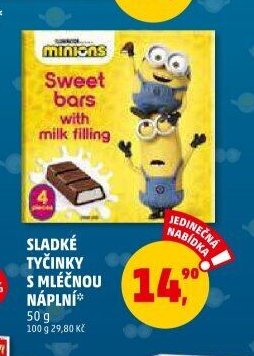 Sladké tyčinky s mléčnou náplní