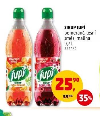 SIRUP JUPÍ pomeranč, lesní směs, malina 0,7 l