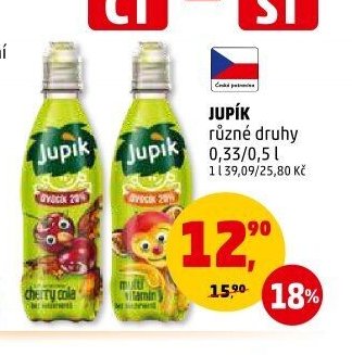 JUPÍ různé druhy 0,33/0,5 l