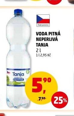 VODA PITNÁ NEPERLIVÁ TANJA 2 l