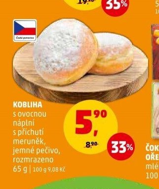 Kobliha s ovocnou náplní s příchutí meruněk