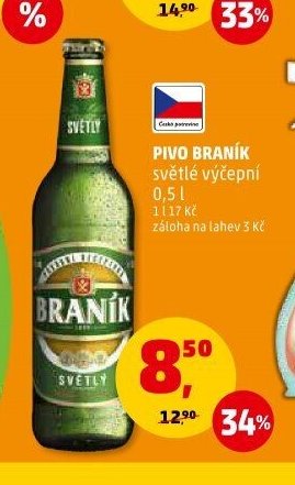 Pivo Braník světlé výčepní 0,5 l