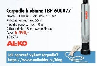 Čerpadlo hlubinné TBP 6000/7