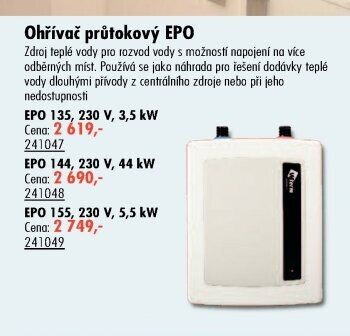 Ohřívač průtokový EPO 135 - UNI HOBBY akcniletaky.com