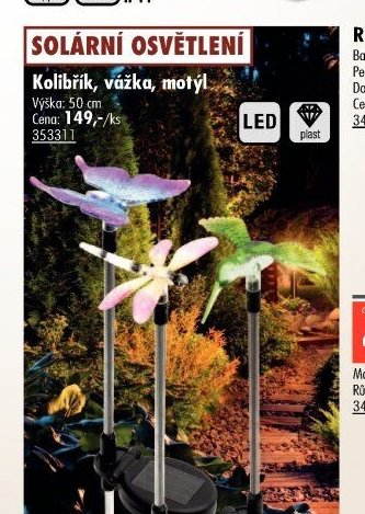 SOLÁRNÍ OSVĚTLENÍ Kolibřík, vážka, motýl - UNI HOBBY akcniletaky.com