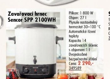 Zavařovací hrnec Sencor SPP 2100WH - UNI HOBBY akcniletaky.com