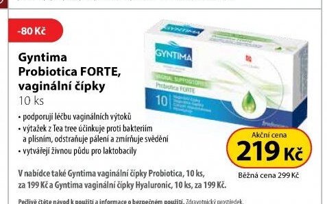 Gyntima Probiotica FORTE, vaginální čípky, 10 ks