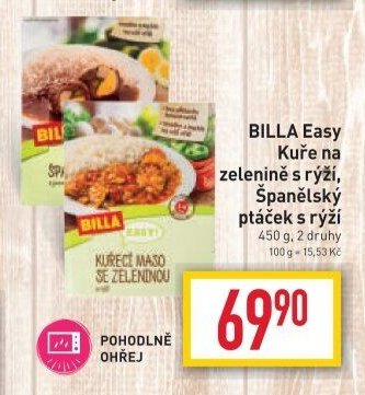 BILLA Easy Kuře na zelenině s rýží, Španělský ptáček s rýží