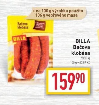 BILLA Bačova klobása