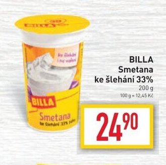 BILLA Smetana ke šlehání 33%