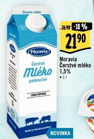 Mléko čerstvé Moravia - 1,5% polotučné
