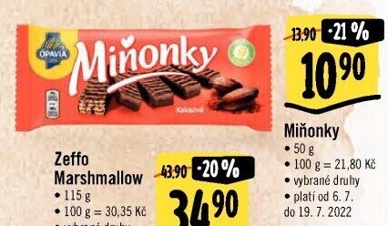 Oplatky Miňonky Opavia