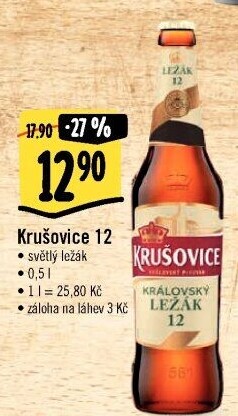 Pivo světlé Královský ležák 12° Krušovice