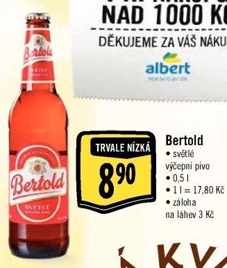 Pivo světlé výčepní Bertold