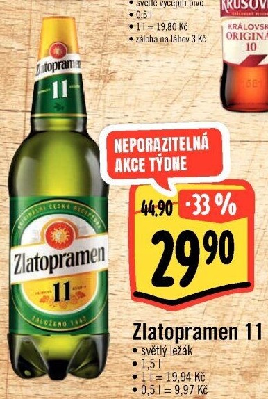 Pivo světlý ležák 11° Zlatopramen