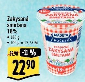 Smetana zakysaná Jihočeská Madeta 18%
