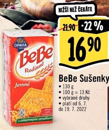 Sušenky Rodinné BeBe Opavia
