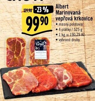 Vepřová krkovice marinovaná bez kosti Albert Gril