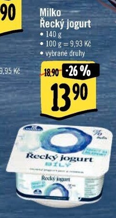 Bílý jogurt řecký 0% Milko