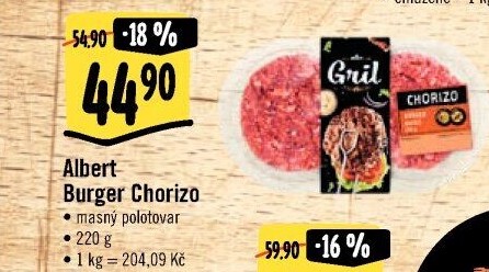 Hovězí burger Chorizo Albert Gril
