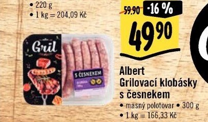 Klobása s česnekem Albert Gril