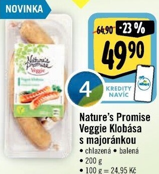 Klobása s majoránkou Veggie Nature'
