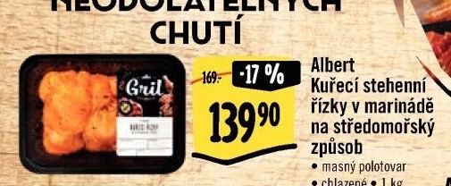 Kuřecí stehenní řízek v marinádě Středomoří Albert Gril