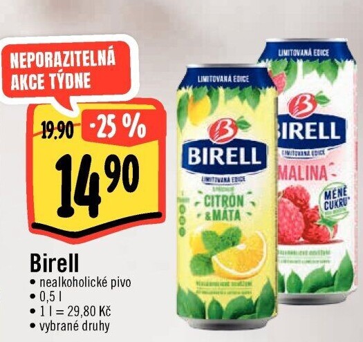 Nealkoholické pivo ochucené Birell