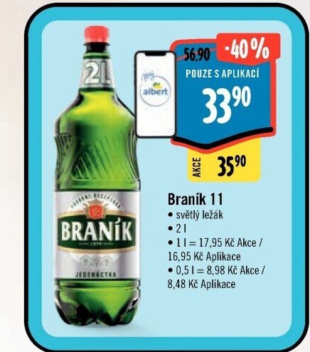 Pivo světlý ležák 11° Jedenáctka Braník