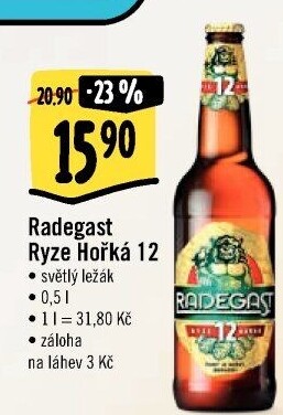 Pivo světlý ležák 12° Ryze hořká Radegast