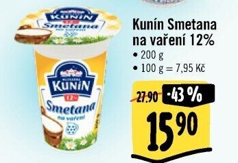 Smetana na vaření Kunín 12%