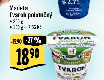 Tvaroh polotučný Jihočeský Madeta