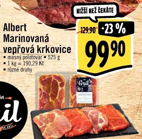 Vepřová krkovice marinovaná bez kosti Albert Gril