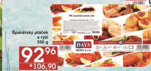Španělský ptáček s rýží mražený Days Menu