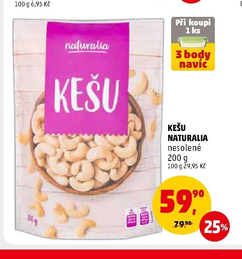 KEŠU NATURALIA nesolené 200 g
