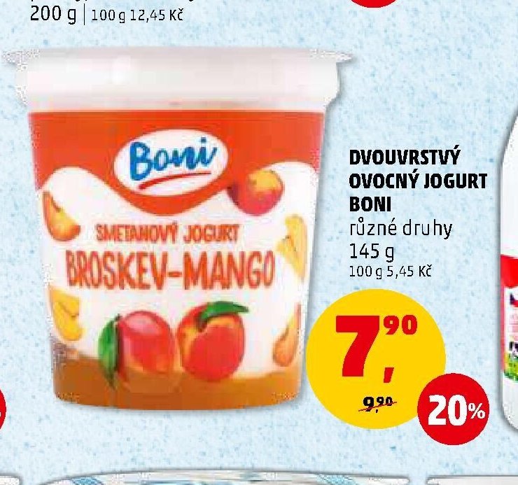 DVOUVRSTVÝ OVOCNÝ JOGURT BONI různé druhy 145 g